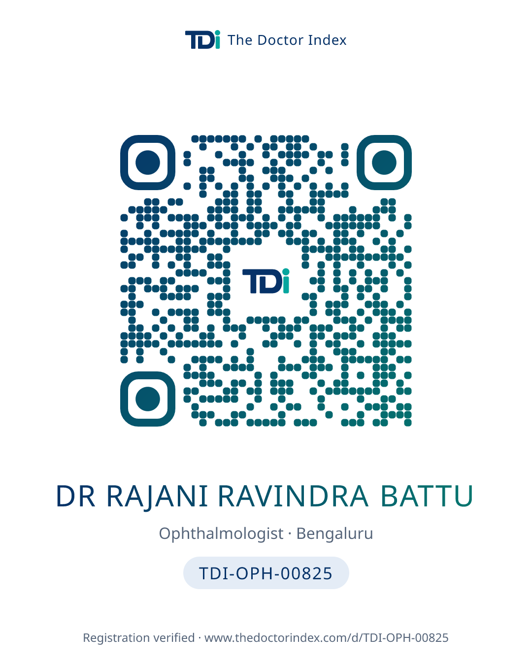 QR card for Dr Rajani Ravindra Battu, TDI-OPH-00825
