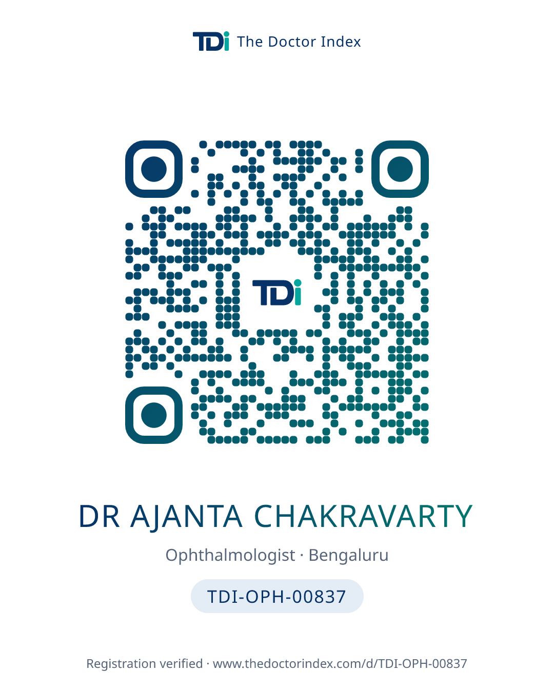 QR card for Dr Ajanta Chakravarty, TDI-OPH-00837