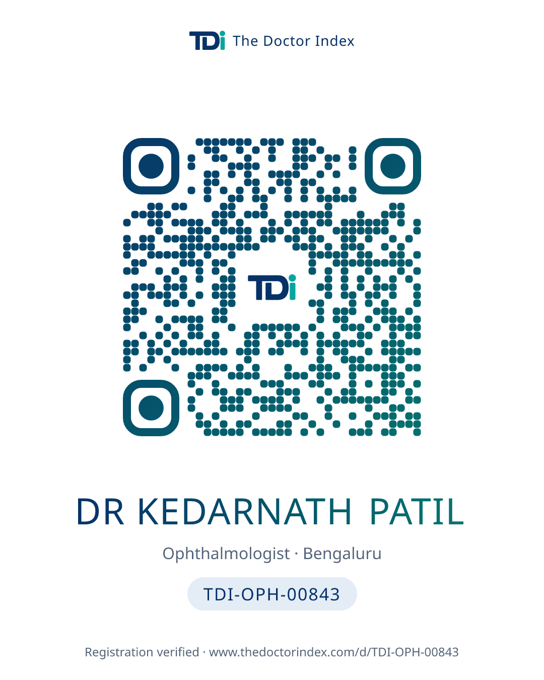 QR card for Dr Kedarnath Patil, TDI-OPH-00843