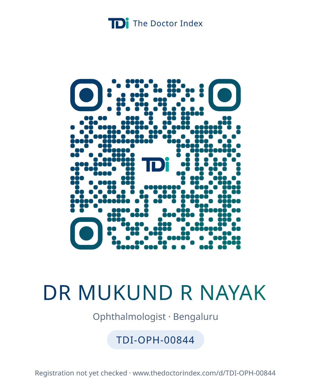 QR card for Dr Mukund R Nayak, TDI-OPH-00844