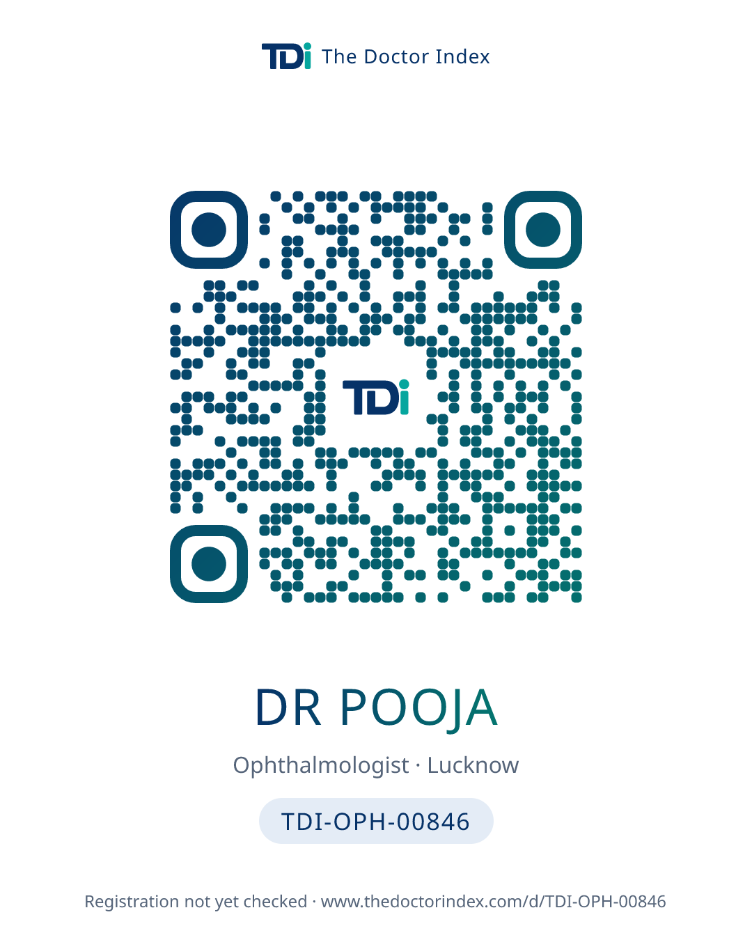 QR card for Dr Pooja, TDI-OPH-00846