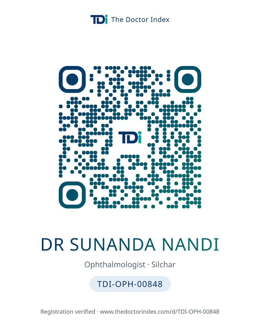 QR card for Dr Sunanda Nandi, TDI-OPH-00848