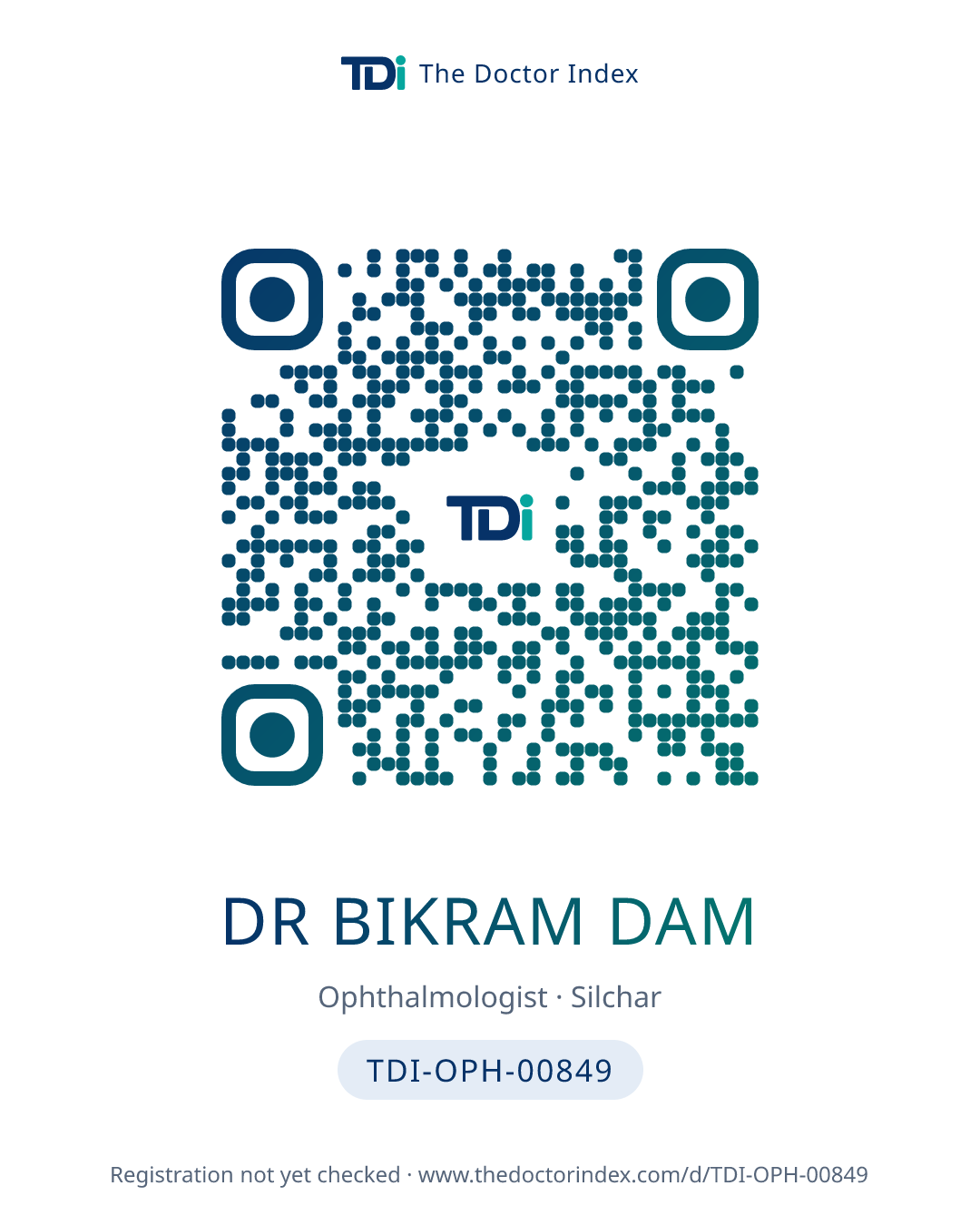 QR card for Dr Bikram Dam, TDI-OPH-00849