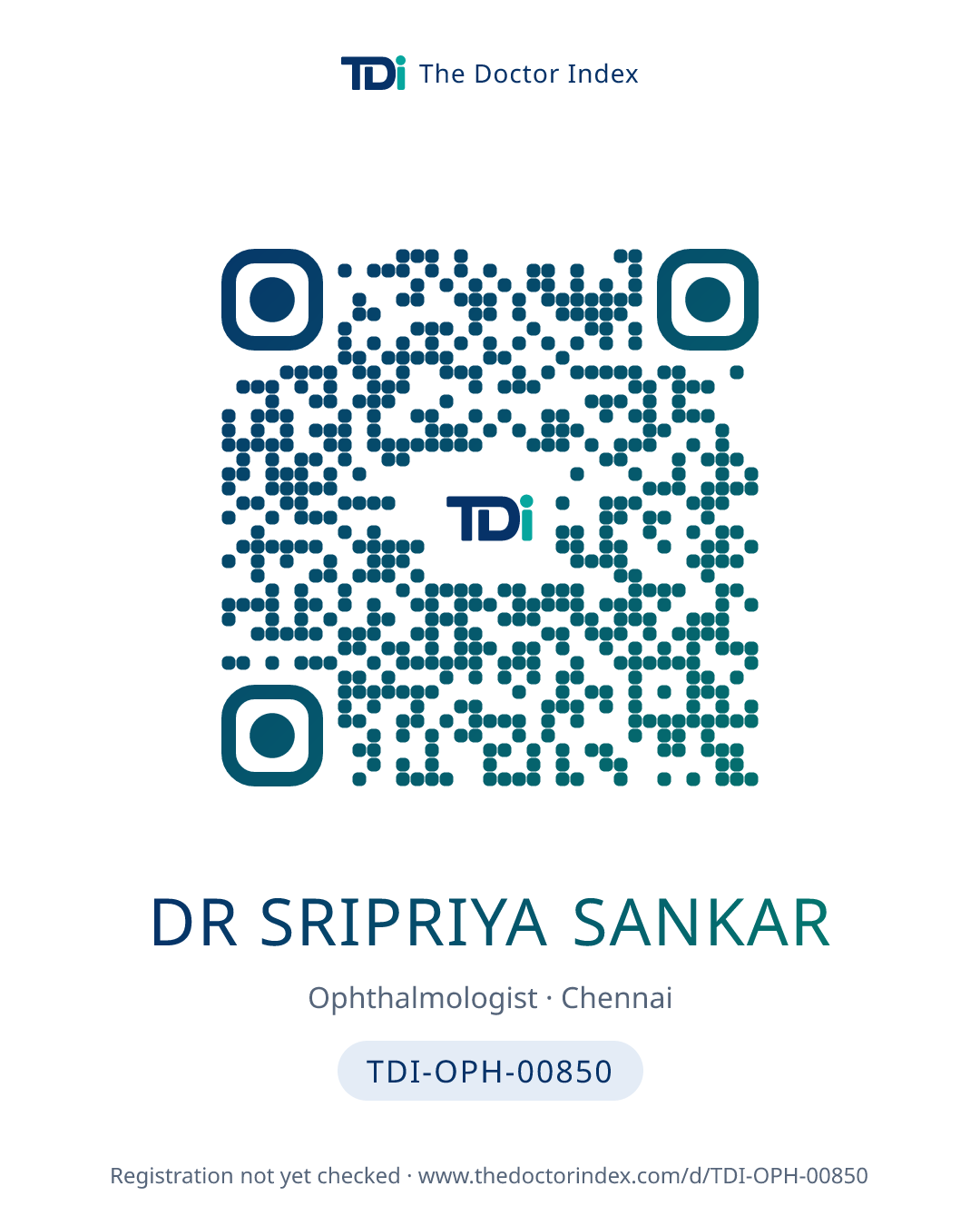 QR card for Dr Sripriya Sankar, TDI-OPH-00850