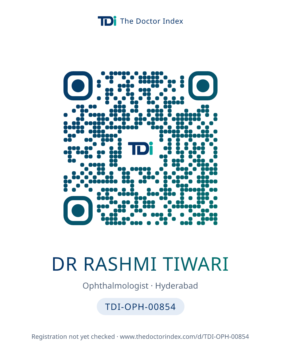 QR card for Dr Rashmi Tiwari, TDI-OPH-00854