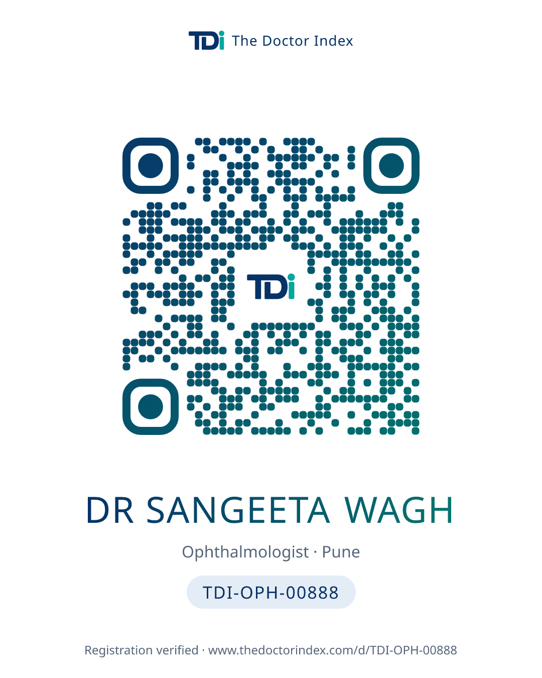 QR card for Dr Sangeeta Wagh, TDI-OPH-00888