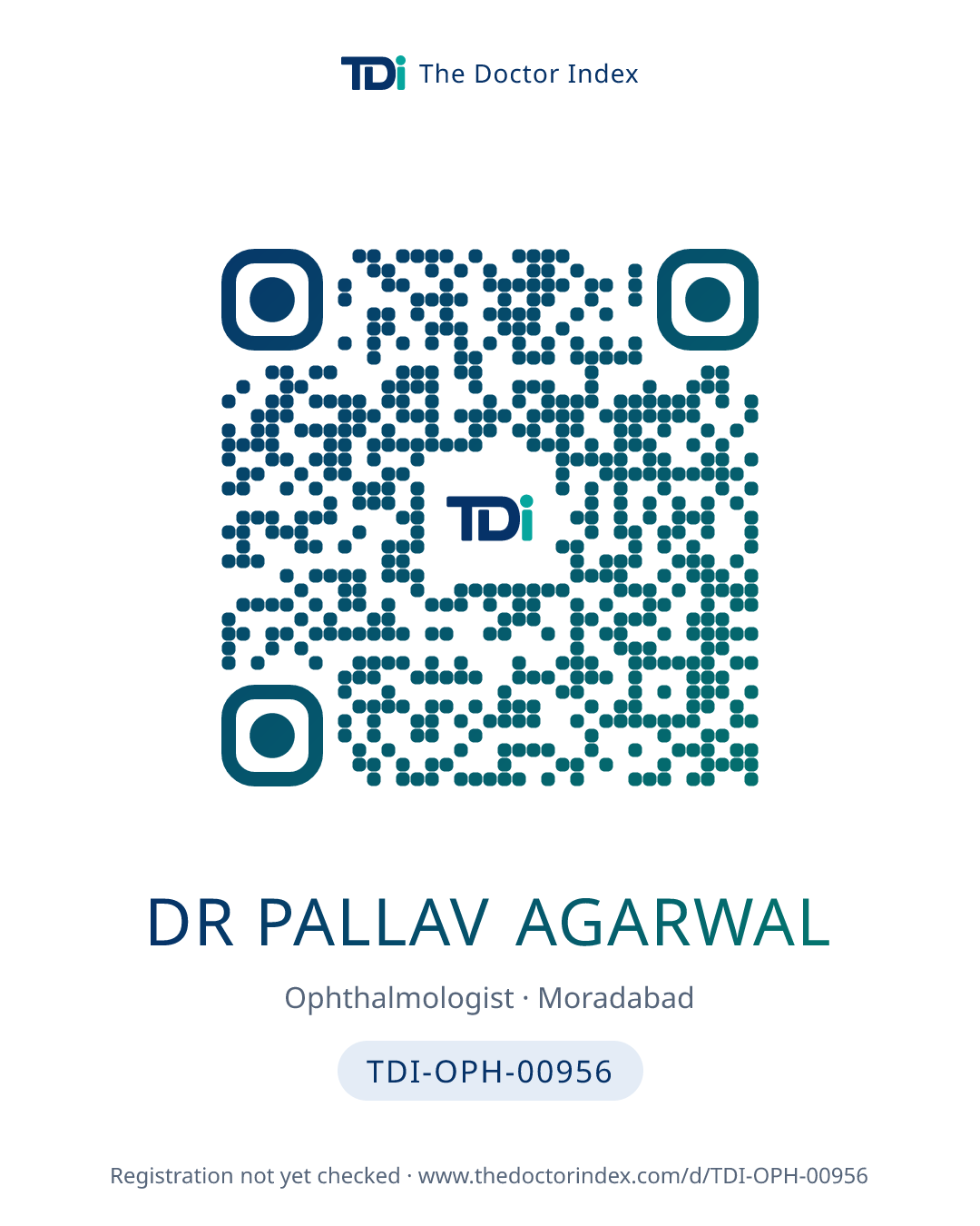 QR card for Dr Pallav Agarwal, TDI-OPH-00956