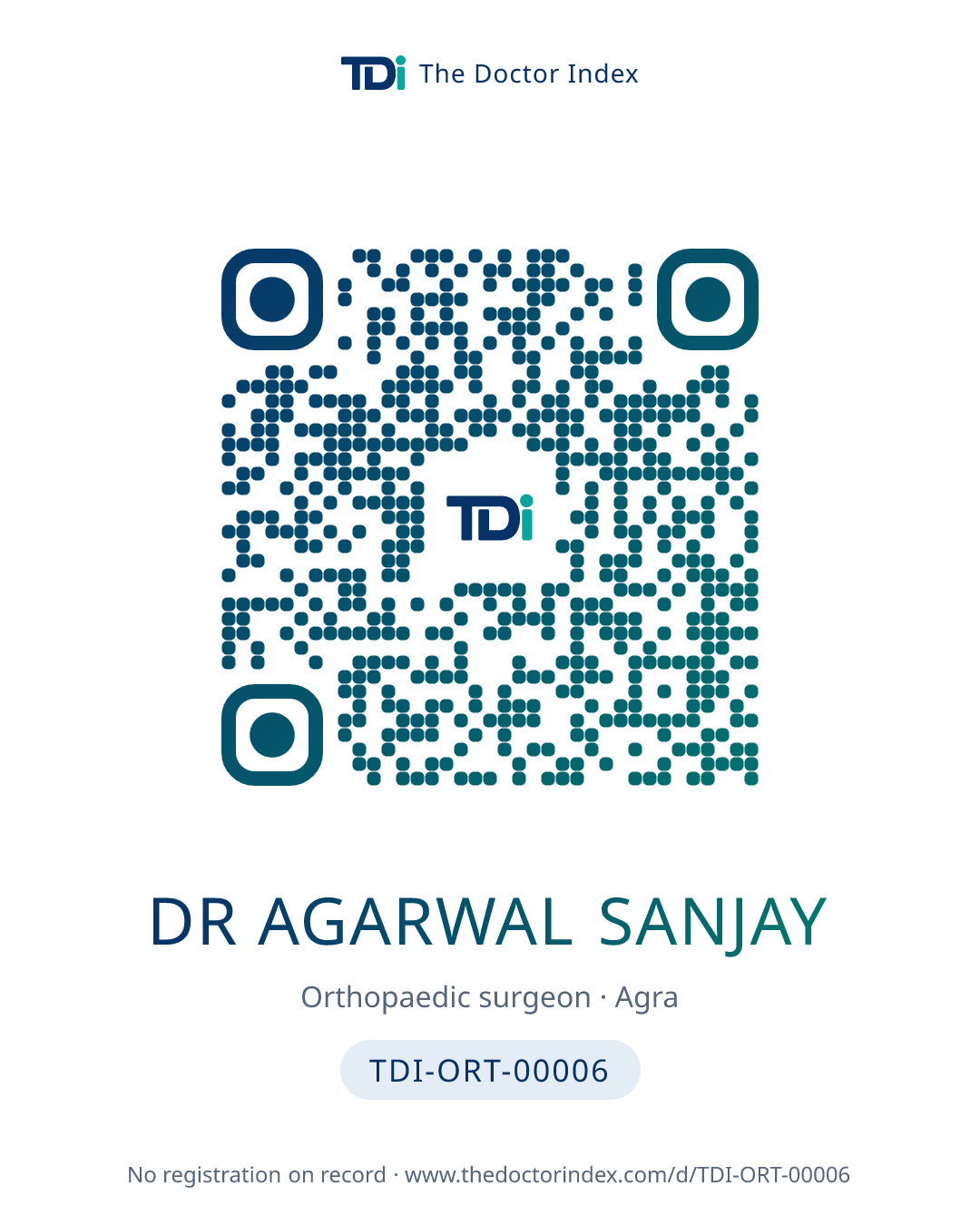 QR card for Dr Agarwal Sanjay, TDI-ORT-00006