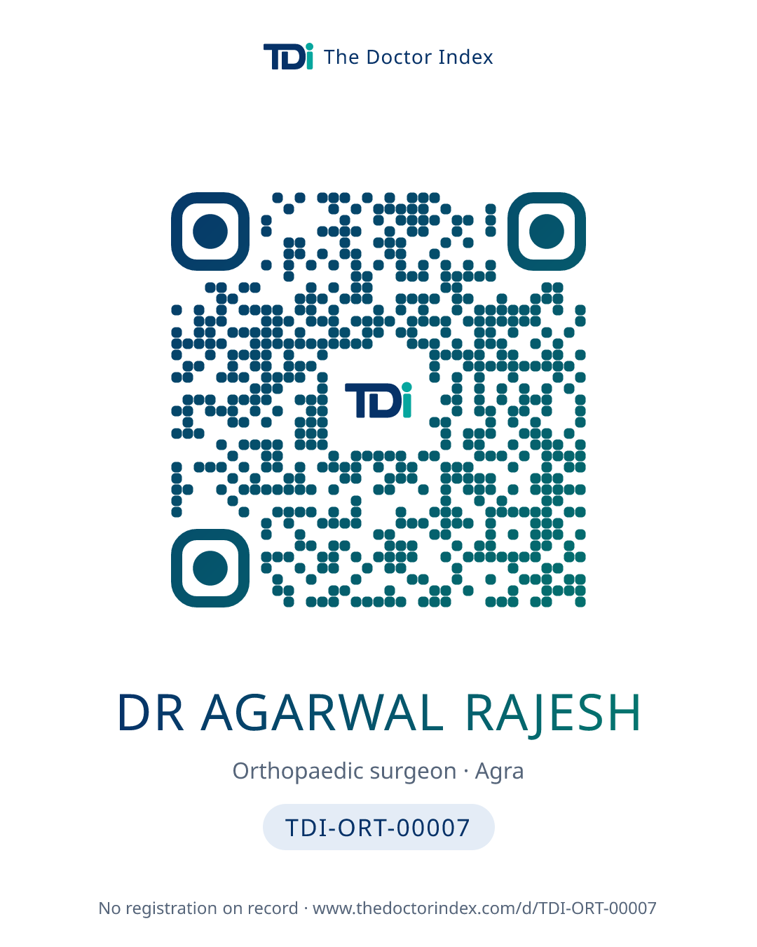 QR card for Dr Agarwal Rajesh, TDI-ORT-00007