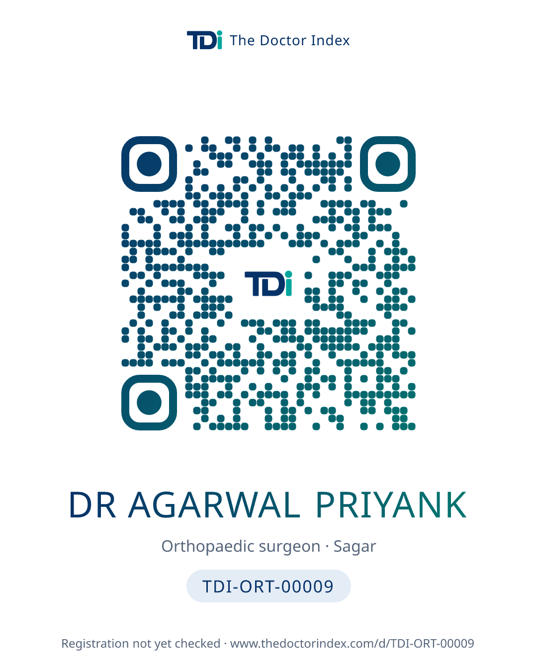 QR card for Dr Agarwal Priyank, TDI-ORT-00009
