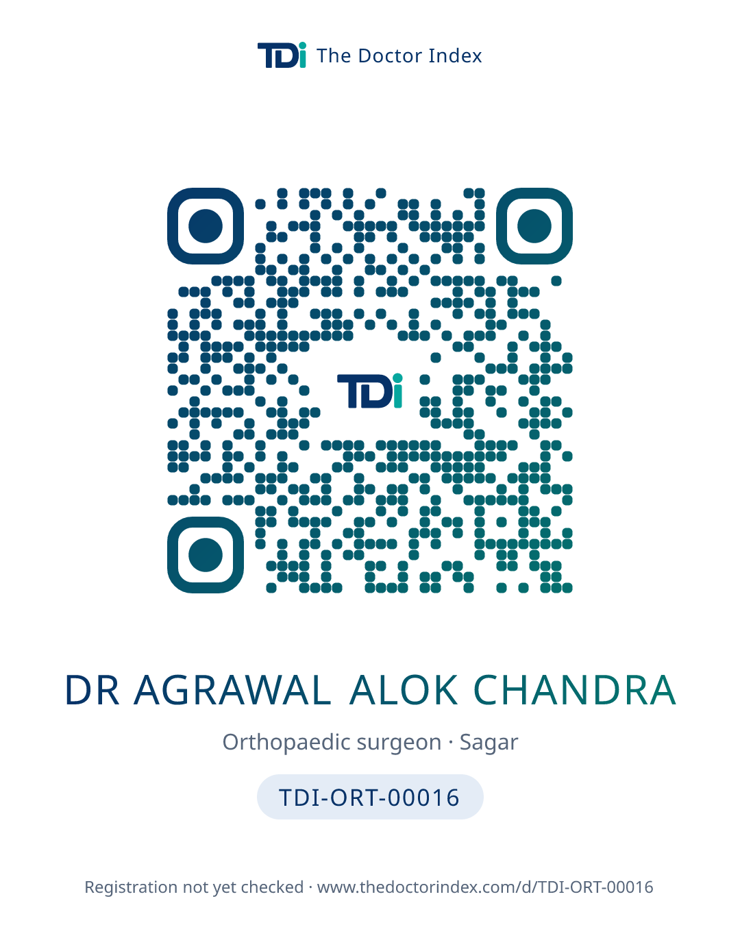 QR card for Dr Agrawal Alok Chandra, TDI-ORT-00016