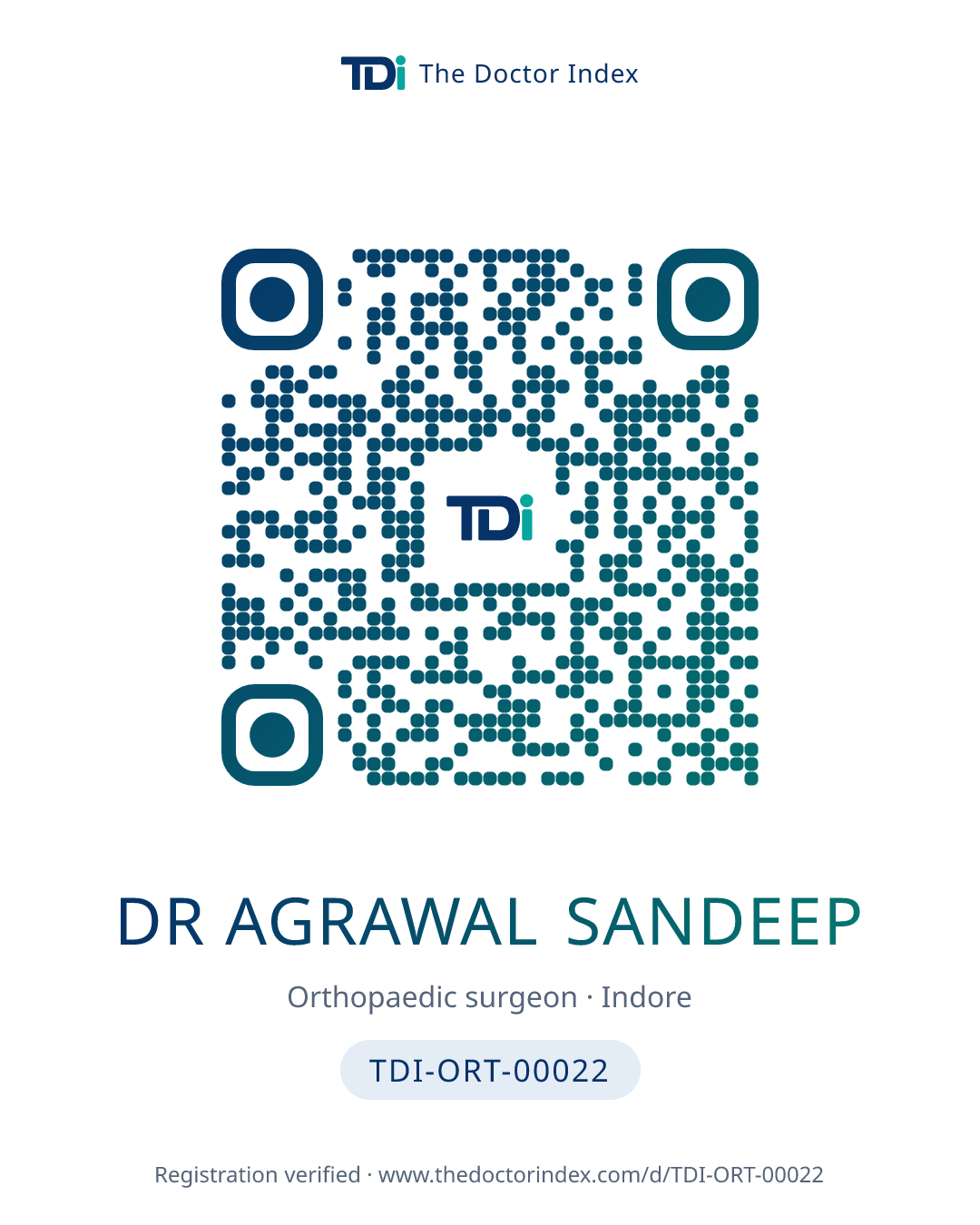 QR card for Dr Agrawal Sandeep, TDI-ORT-00022