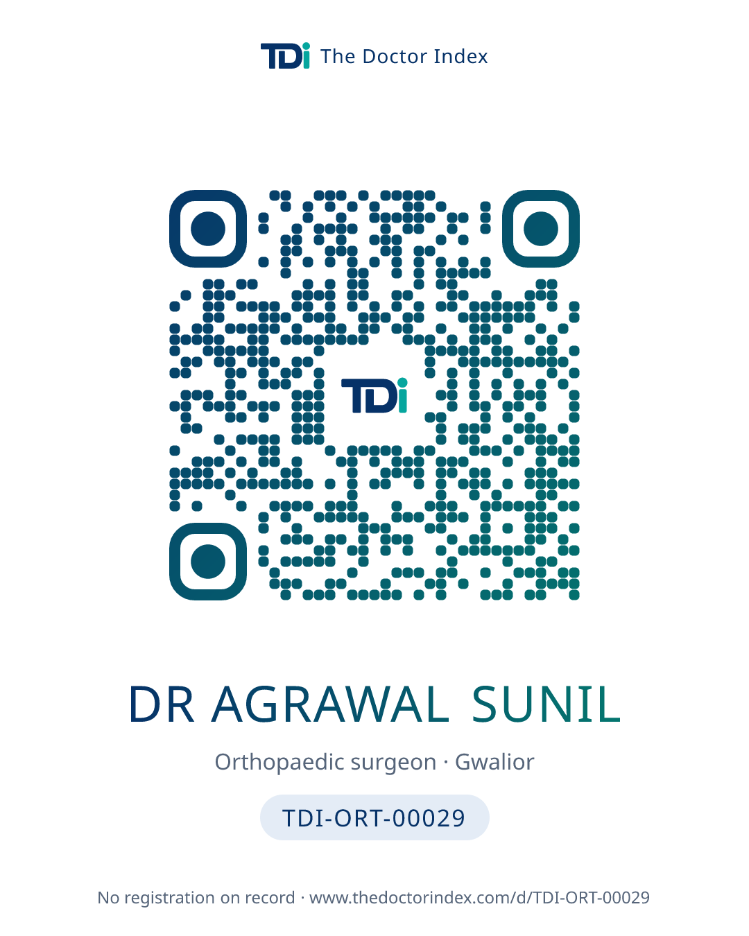 QR card for Dr Agrawal Sunil, TDI-ORT-00029