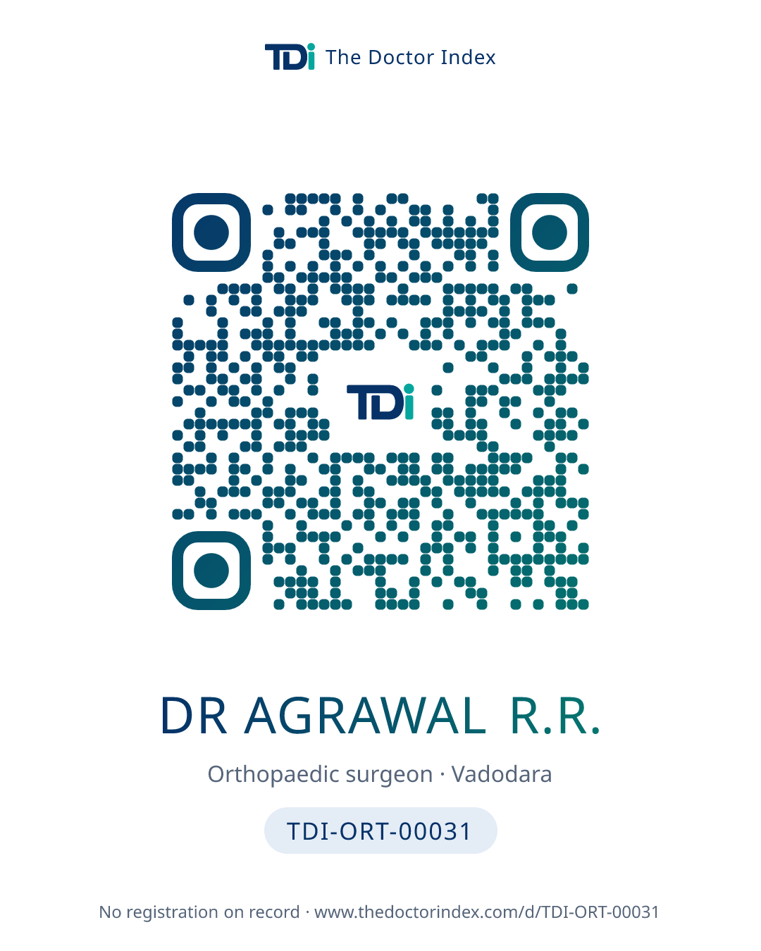QR card for Dr Agrawal R.R., TDI-ORT-00031