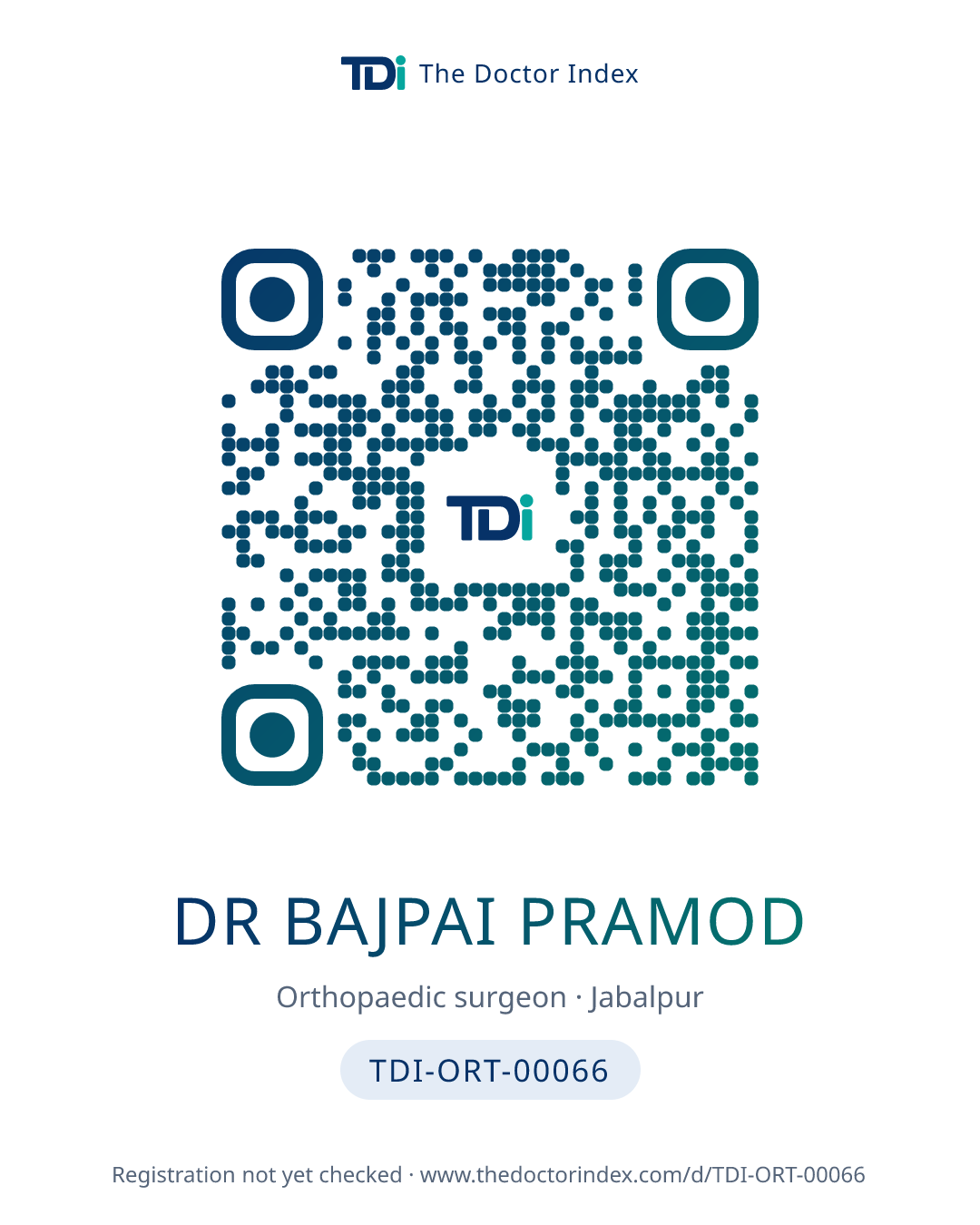QR card for Dr Bajpai Pramod, TDI-ORT-00066
