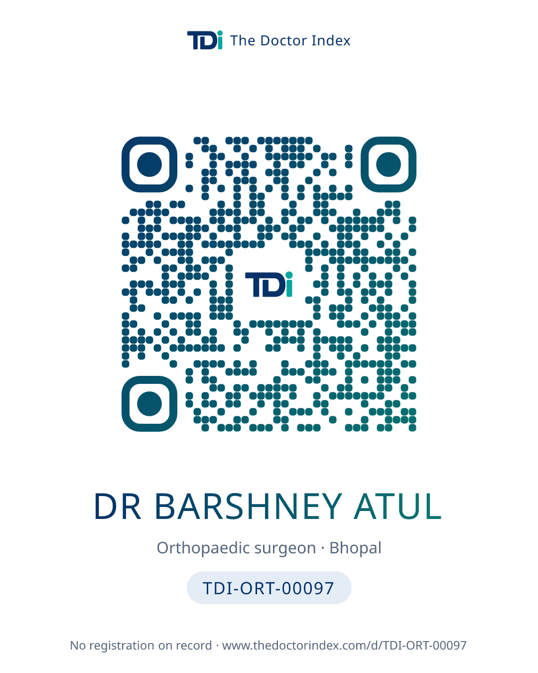 QR card for Dr Barshney Atul, TDI-ORT-00097