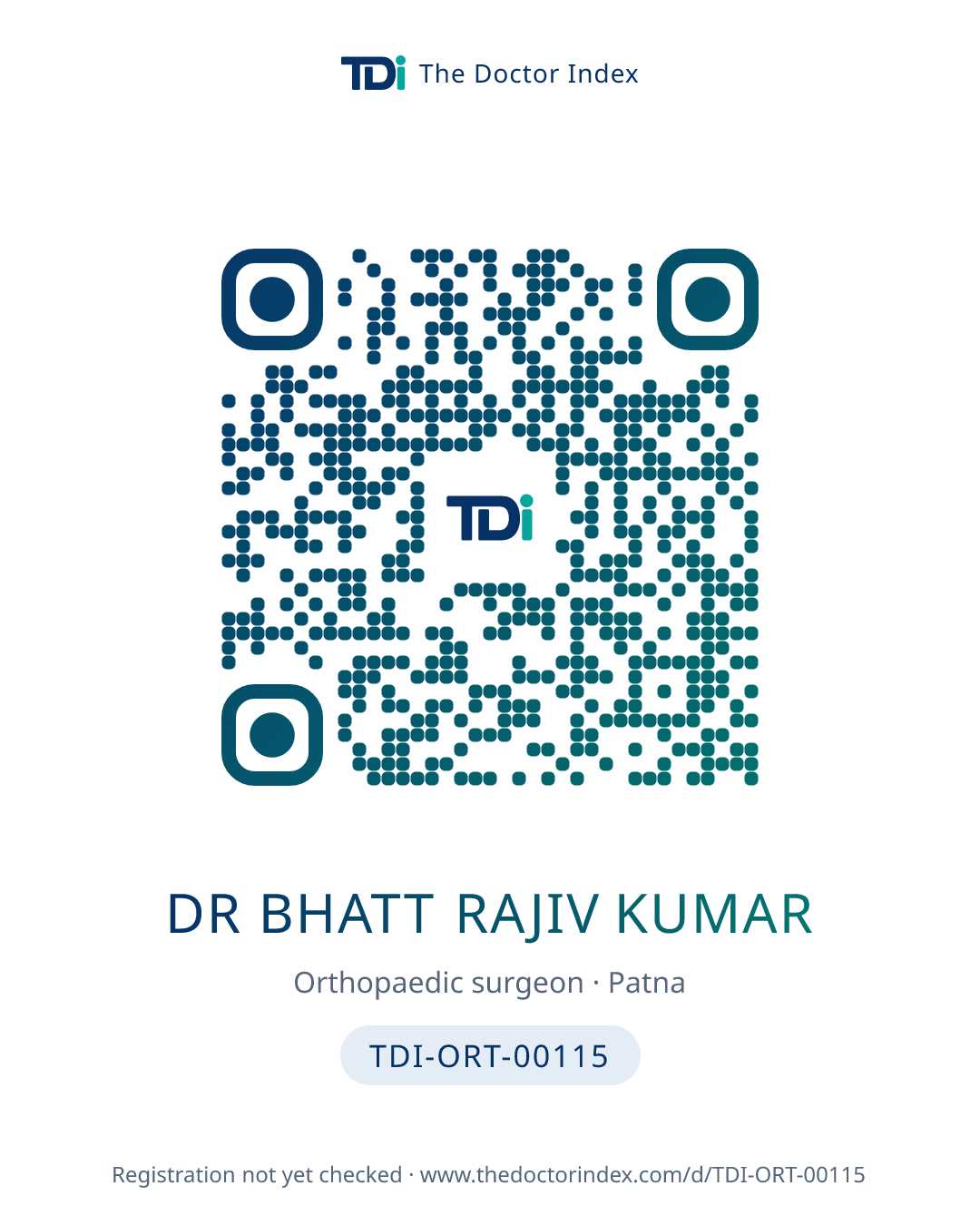 QR card for Dr Bhatt Rajiv Kumar, TDI-ORT-00115