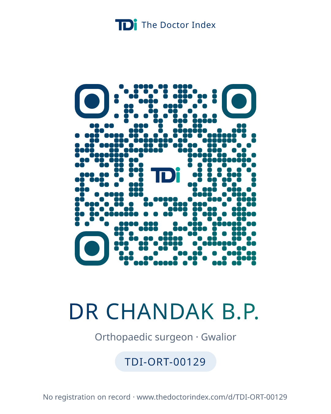 QR card for Dr Chandak B.P., TDI-ORT-00129