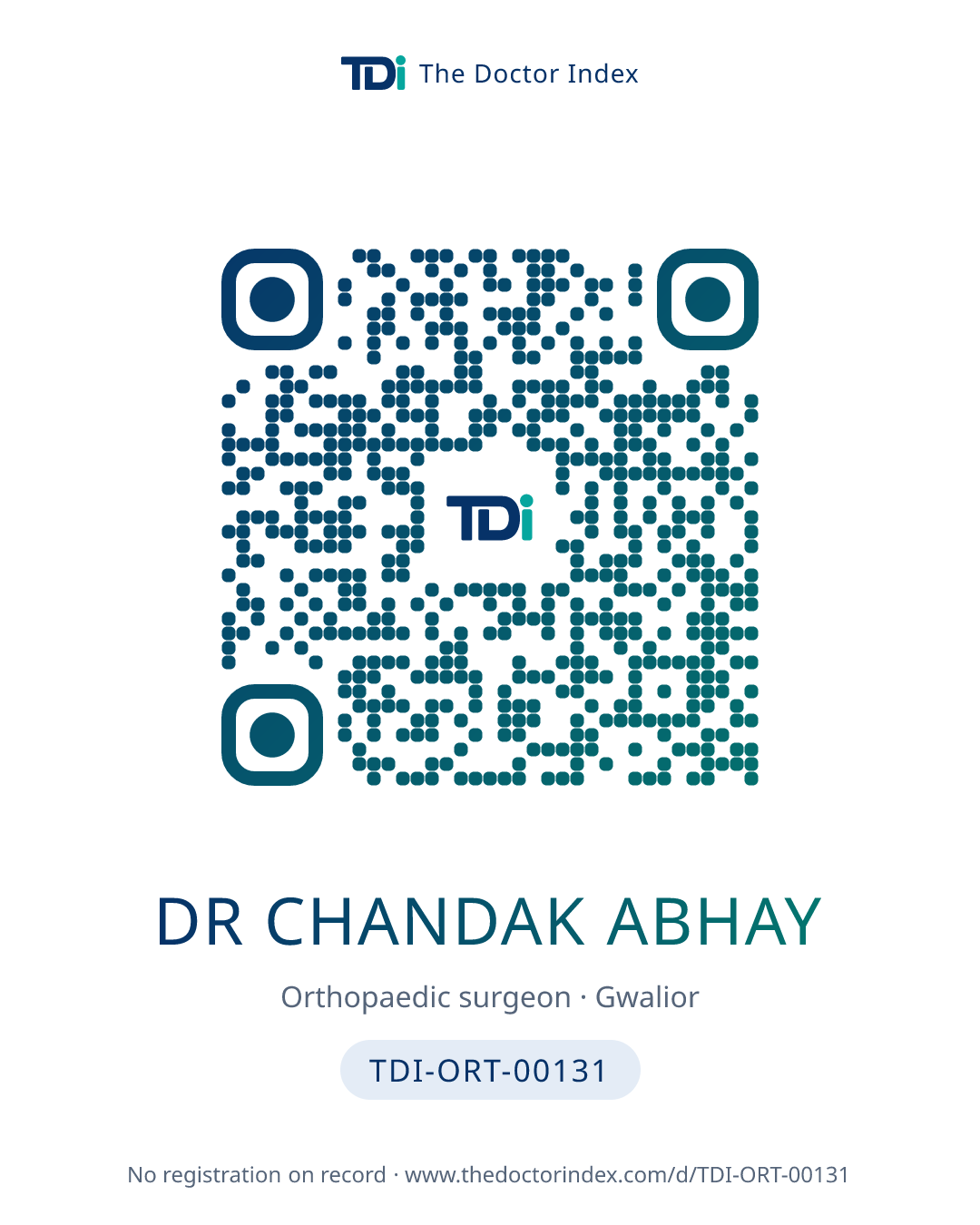 QR card for Dr Chandak Abhay, TDI-ORT-00131