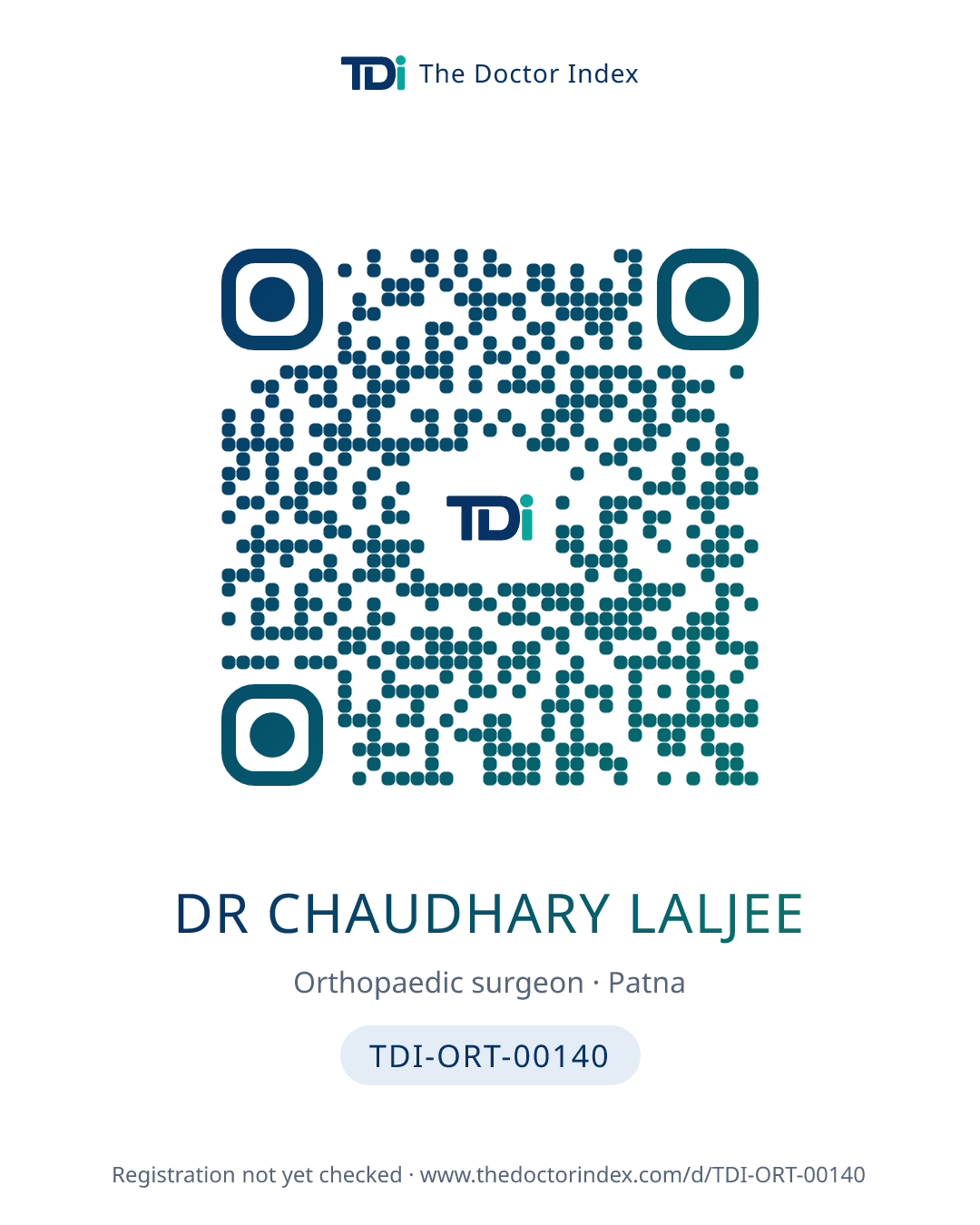 QR card for Dr Chaudhary Laljee, TDI-ORT-00140