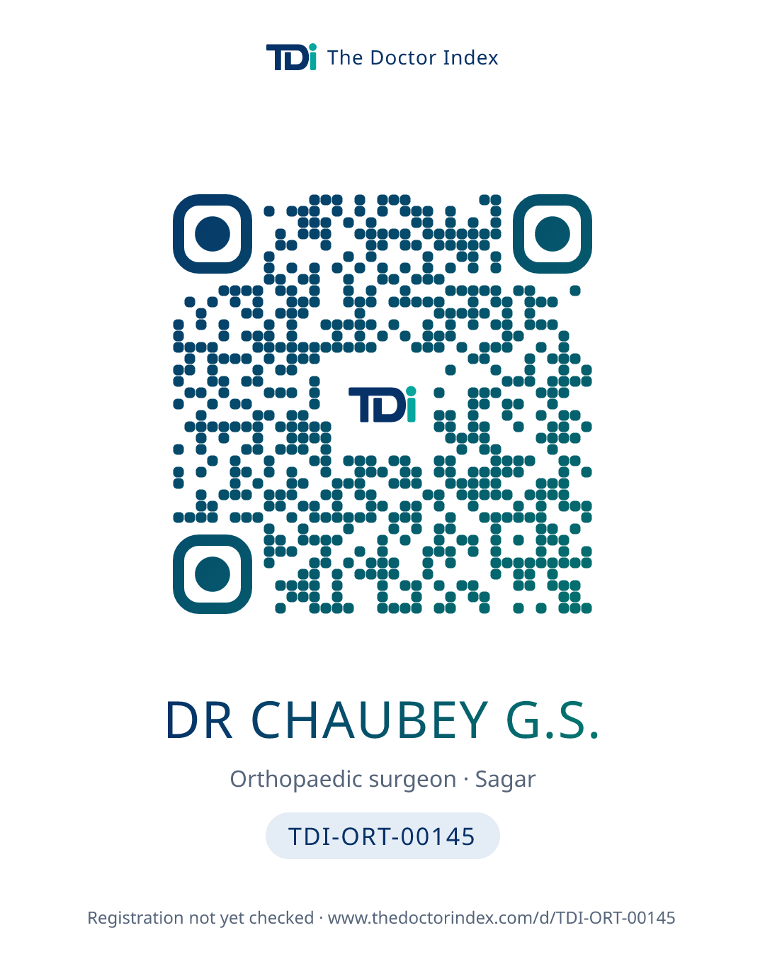 QR card for Dr Chaubey G.S., TDI-ORT-00145
