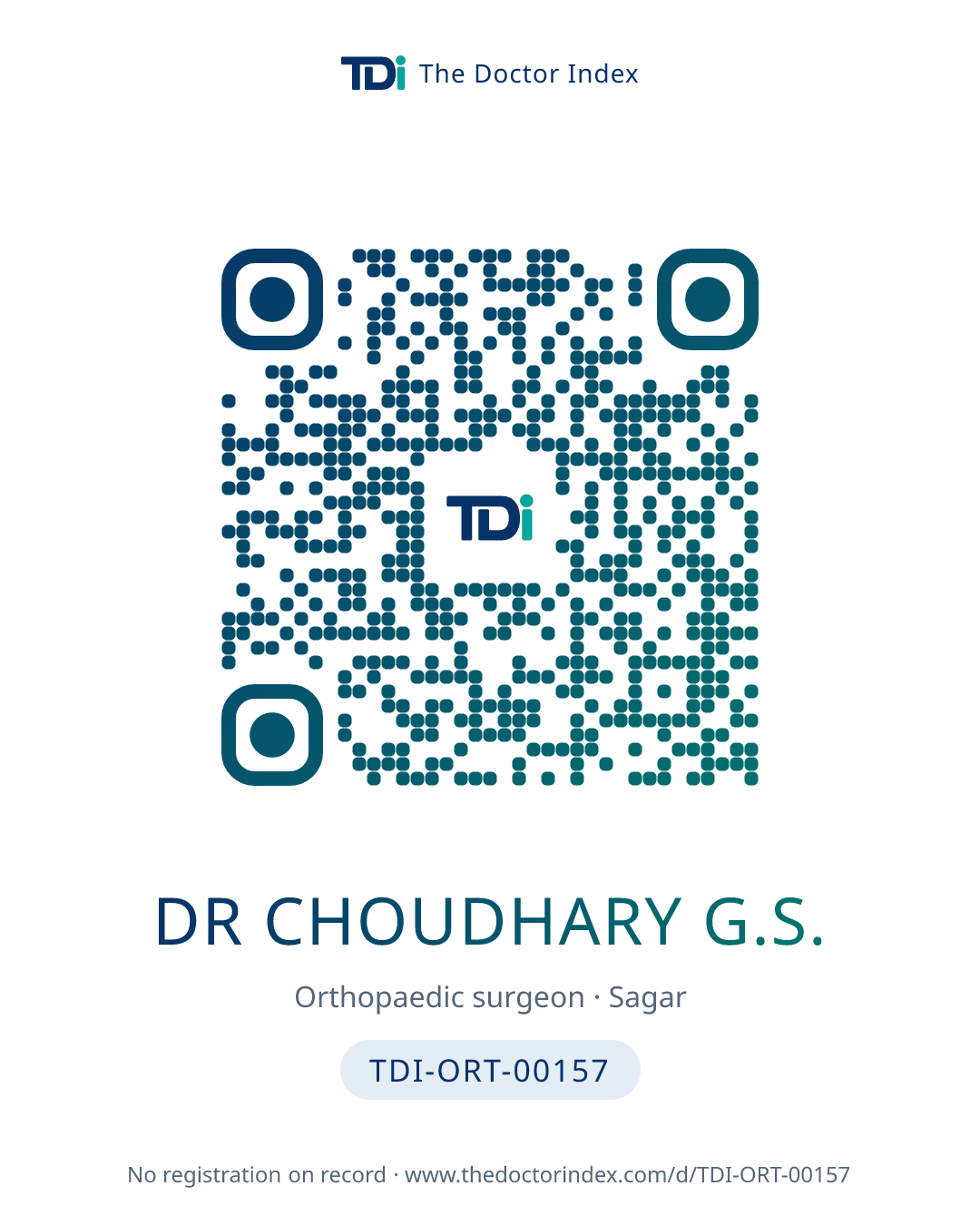 QR card for Dr Choudhary G.S., TDI-ORT-00157