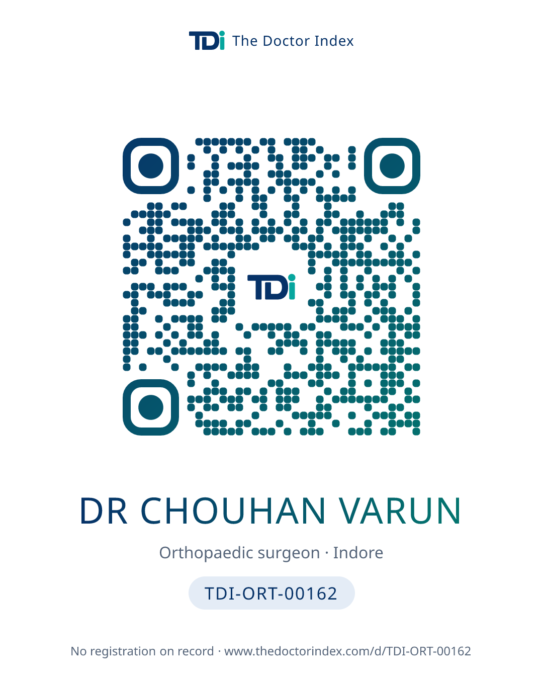 QR card for Dr Chouhan Varun, TDI-ORT-00162