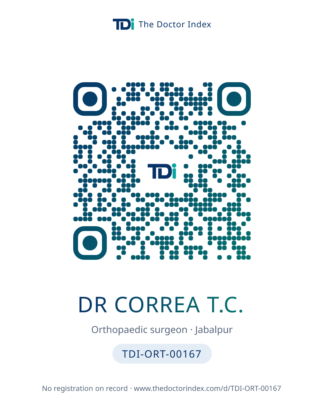 QR card for Dr Correa T.C., TDI-ORT-00167