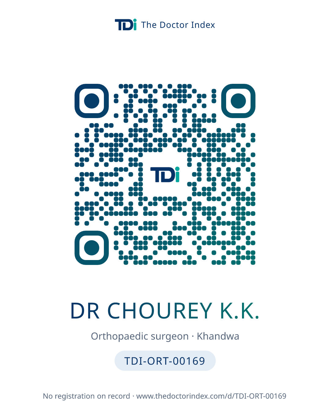 QR card for Dr Chourey K.K., TDI-ORT-00169