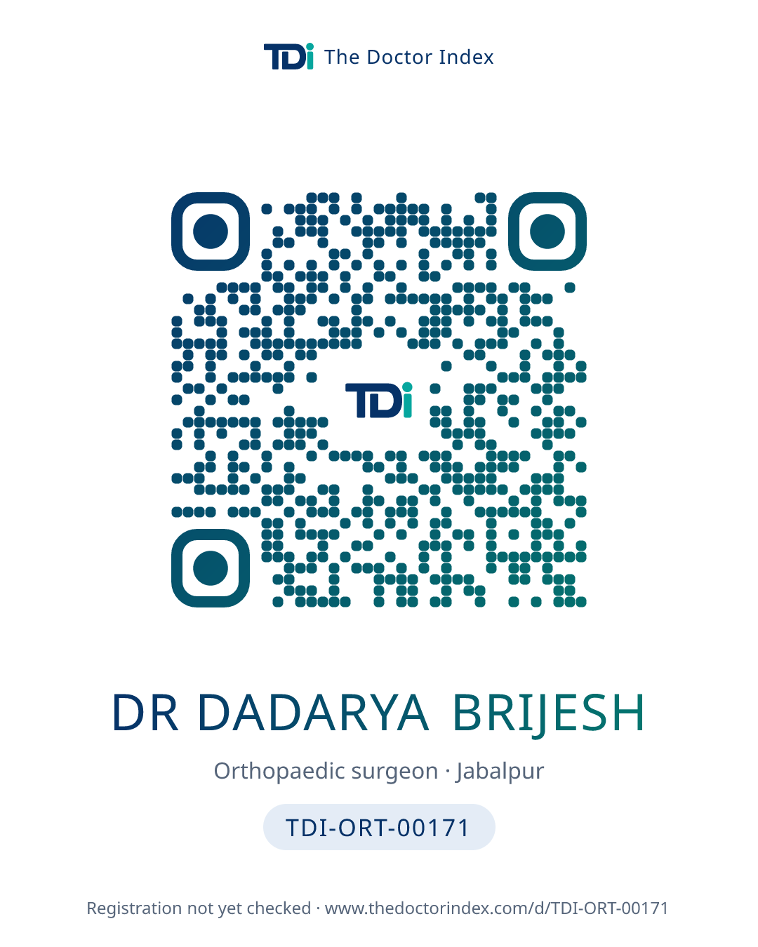 QR card for Dr Dadarya Brijesh, TDI-ORT-00171