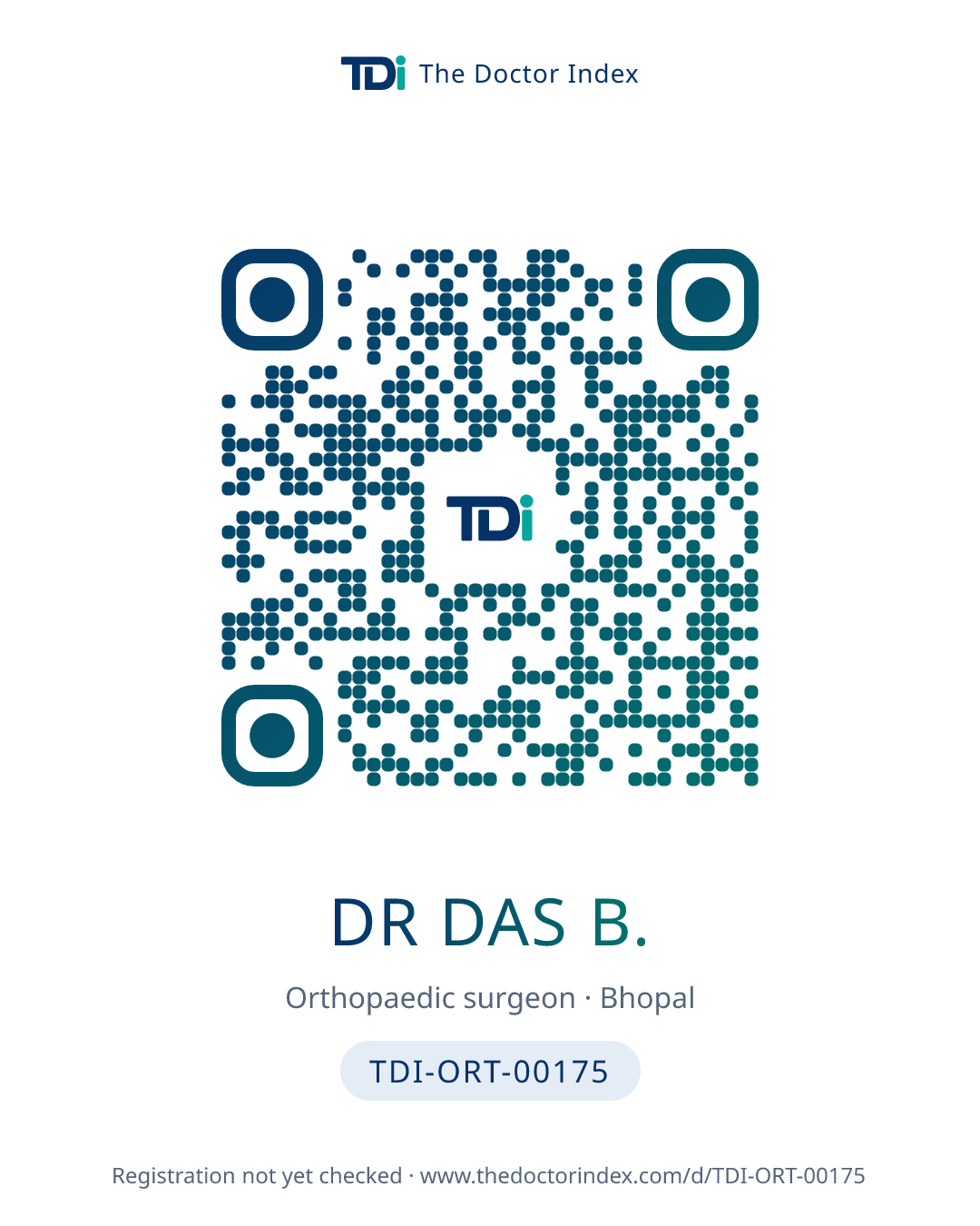 QR card for Dr Das B., TDI-ORT-00175
