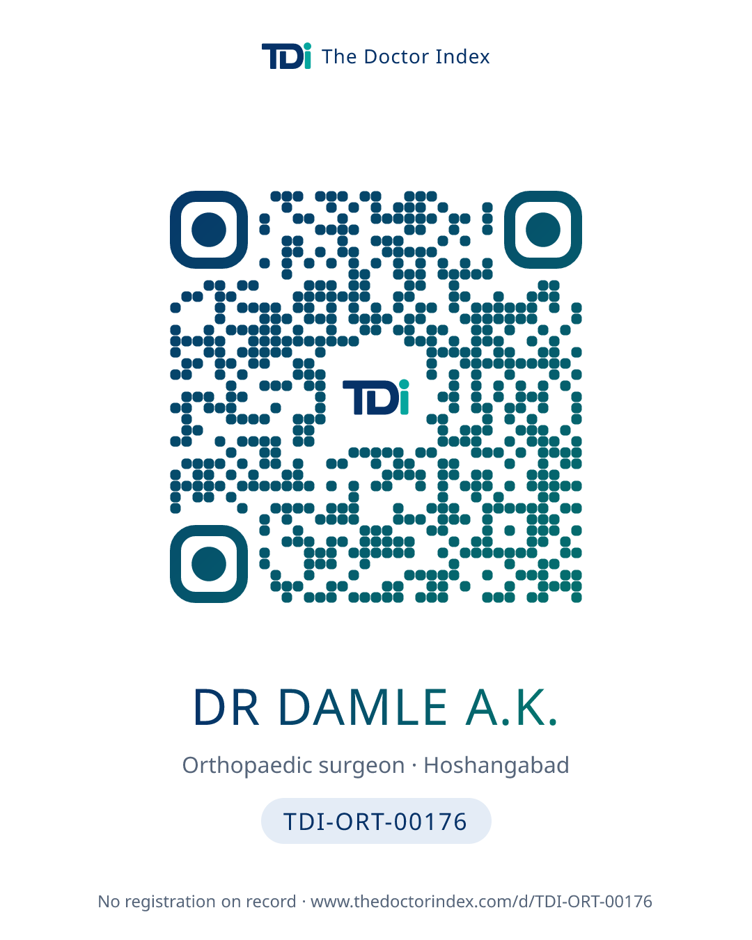 QR card for Dr Damle A.K., TDI-ORT-00176