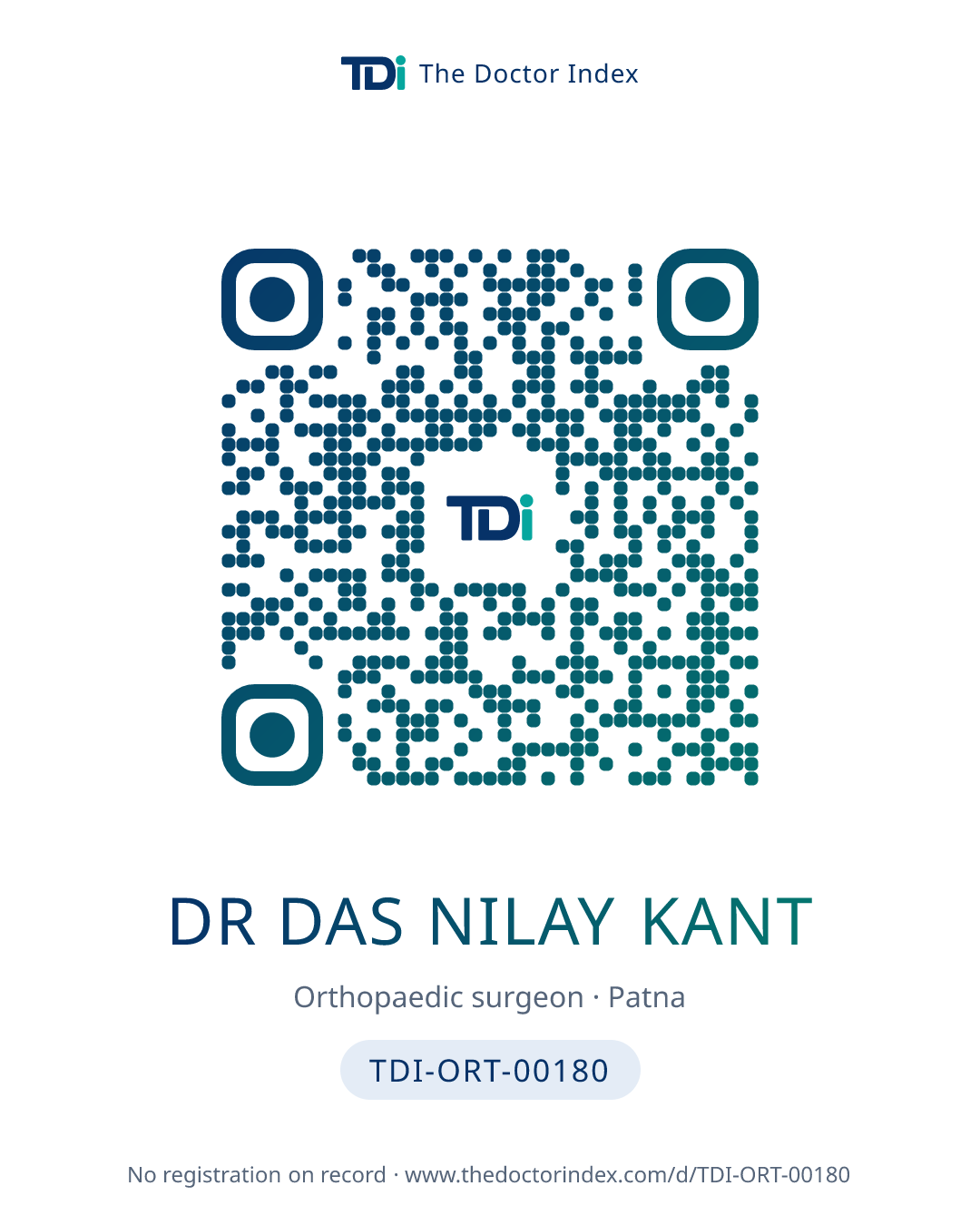 QR card for Dr Das Nilay Kant, TDI-ORT-00180