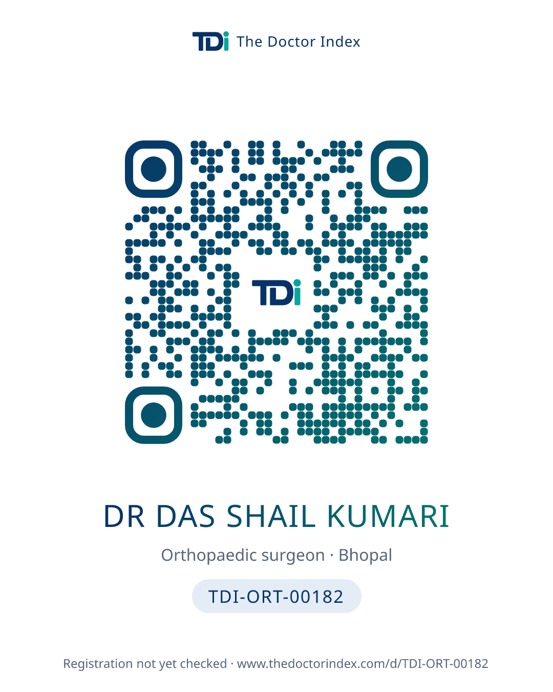 QR card for Dr Das Shail Kumari, TDI-ORT-00182