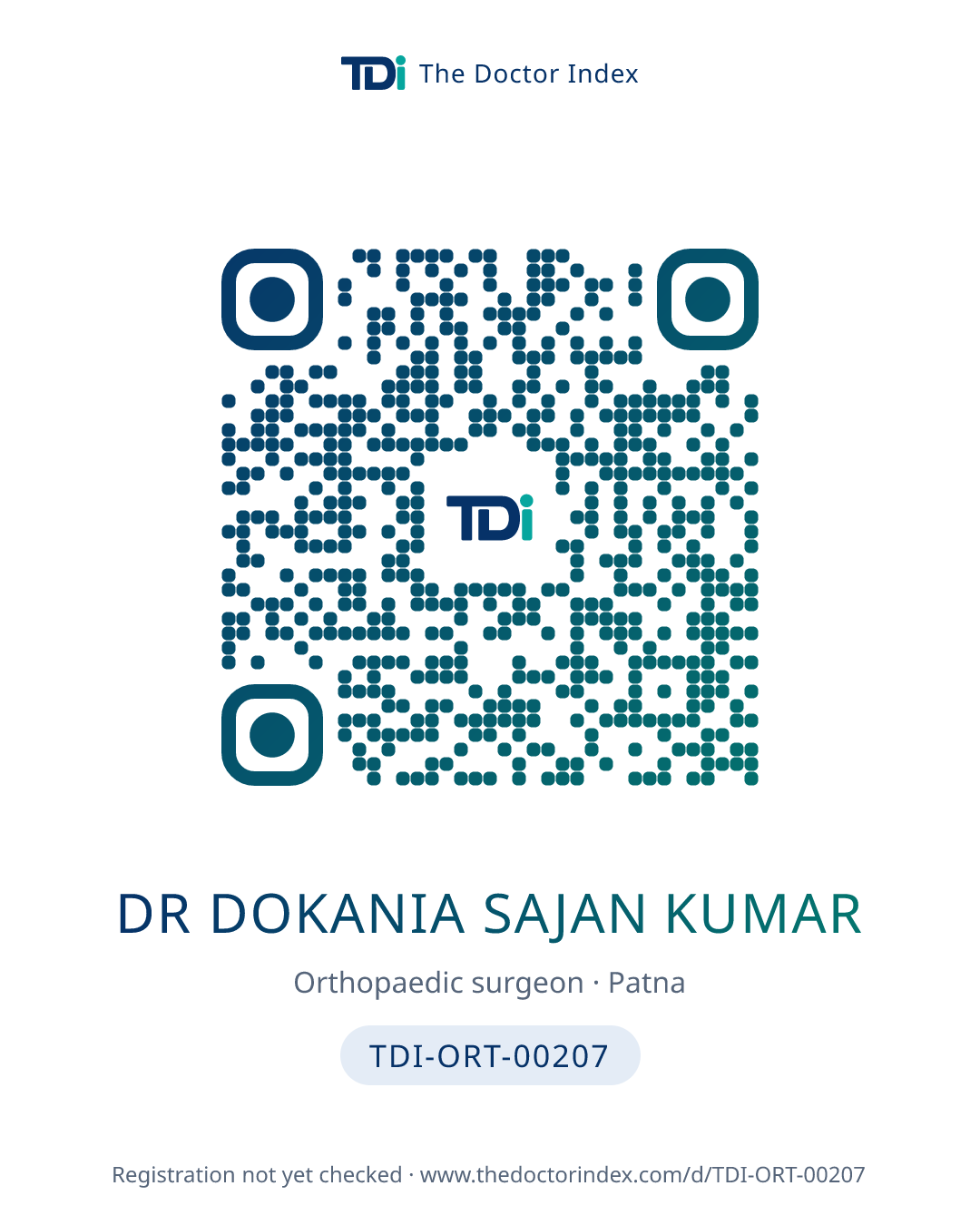 QR card for Dr Dokania Sajan Kumar, TDI-ORT-00207