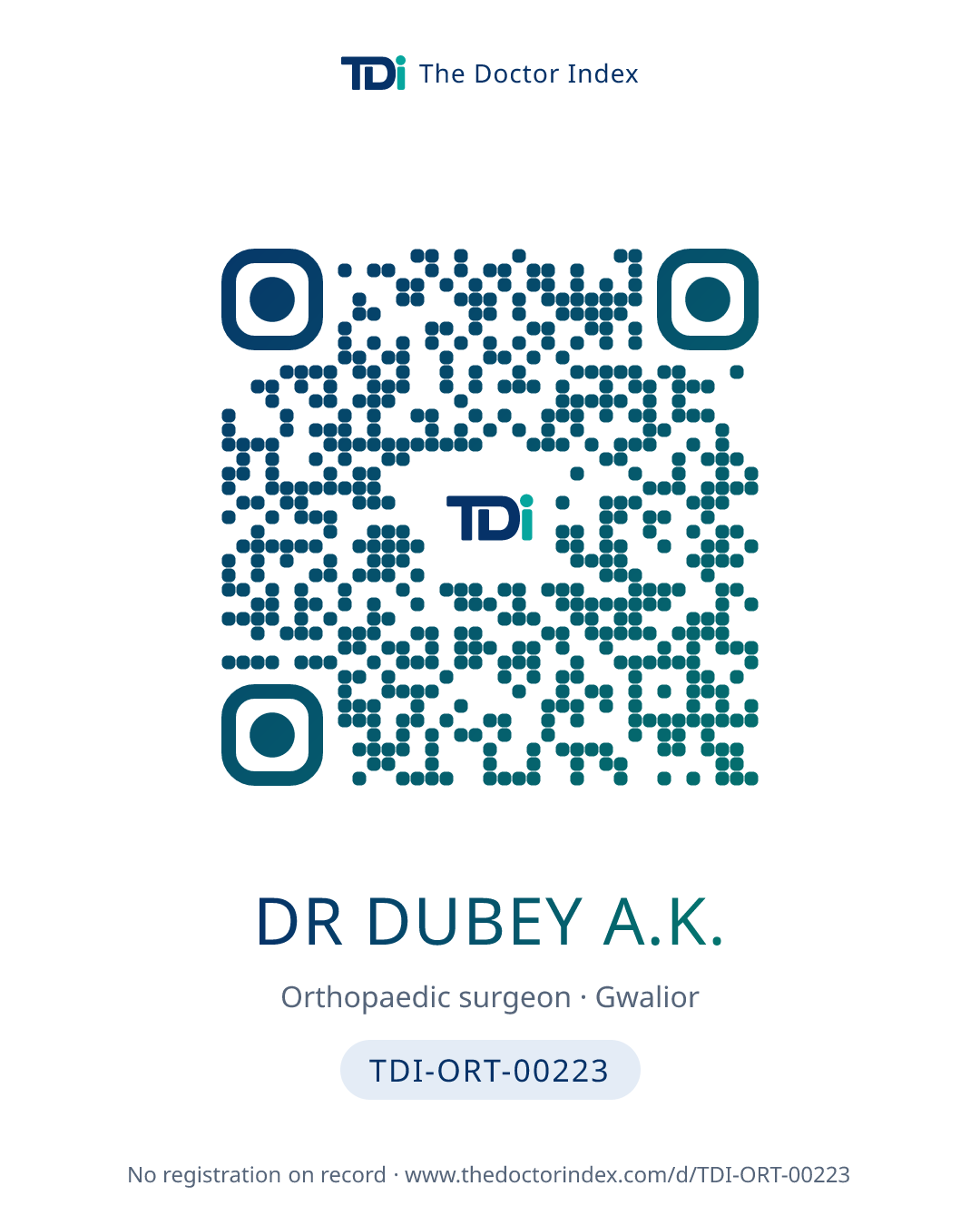 QR card for Dr Dubey A.K., TDI-ORT-00223