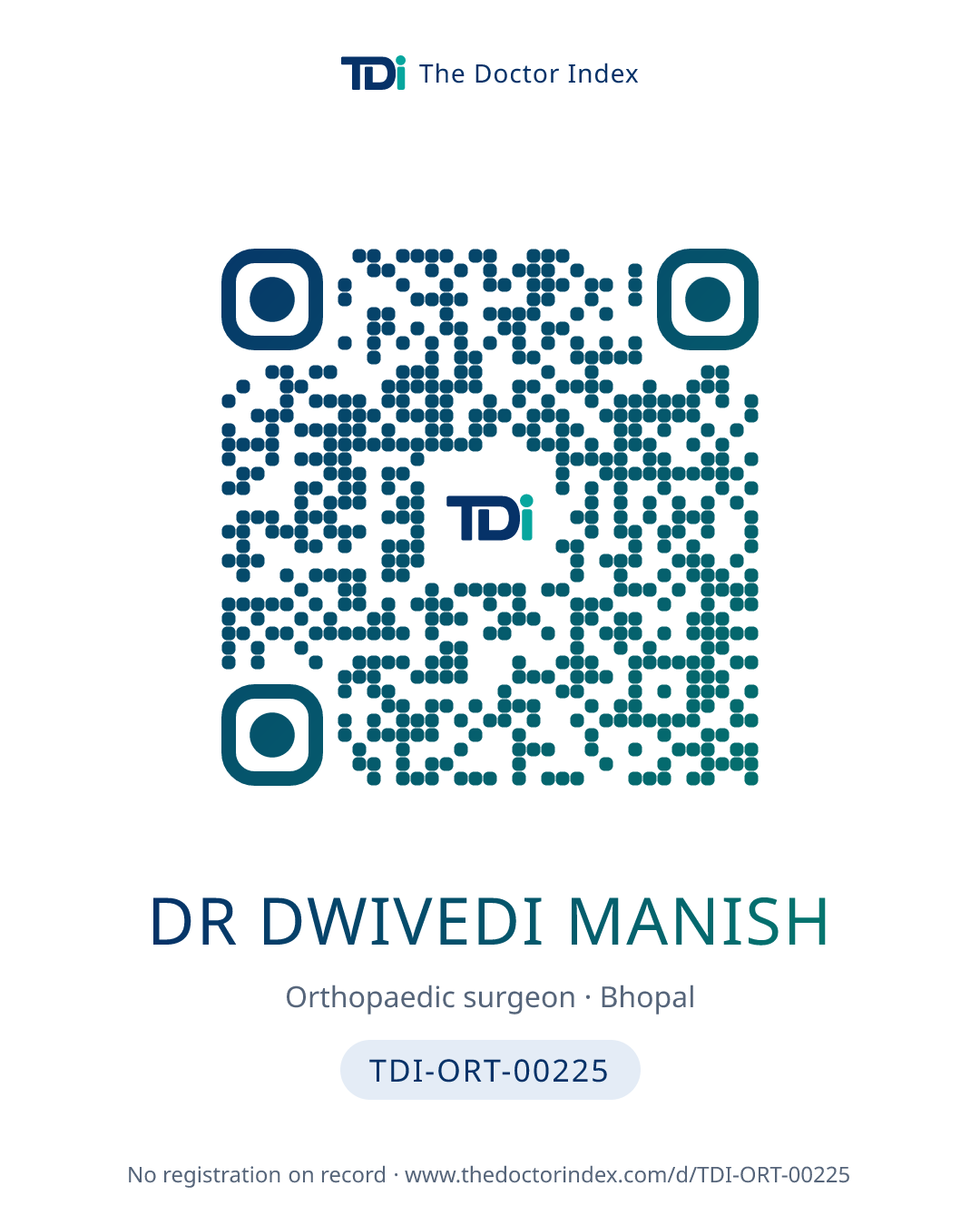 QR card for Dr Dwivedi Manish, TDI-ORT-00225