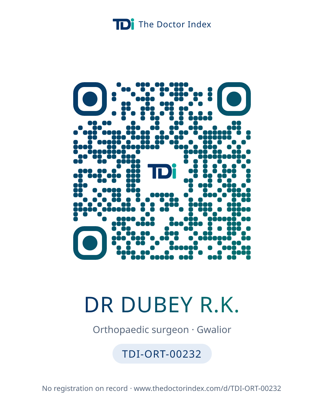 QR card for Dr Dubey R.K., TDI-ORT-00232