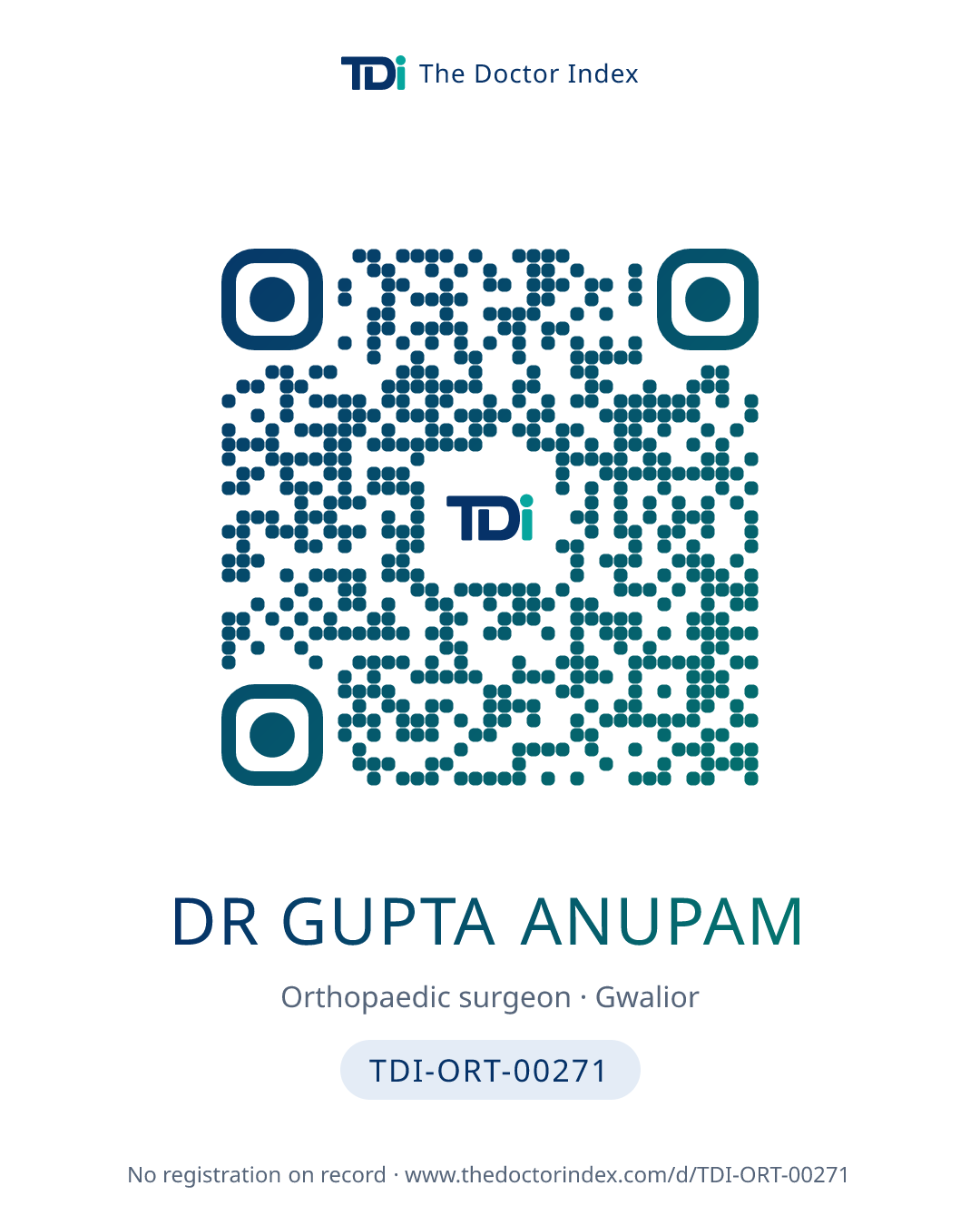QR card for Dr Gupta Anupam, TDI-ORT-00271