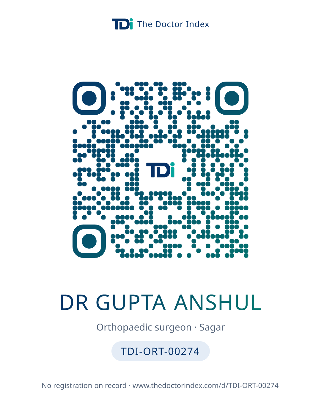 QR card for Dr Gupta Anshul, TDI-ORT-00274