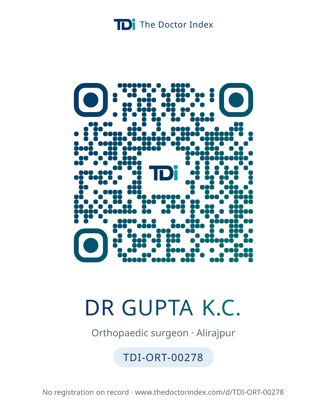 QR card for Dr Gupta K.C., TDI-ORT-00278