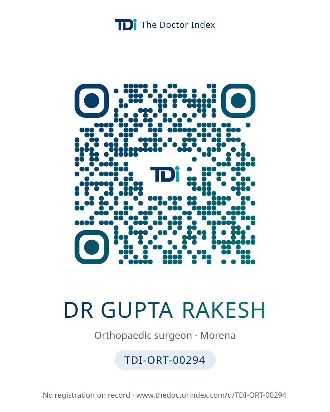 QR card for Dr Gupta Rakesh, TDI-ORT-00294