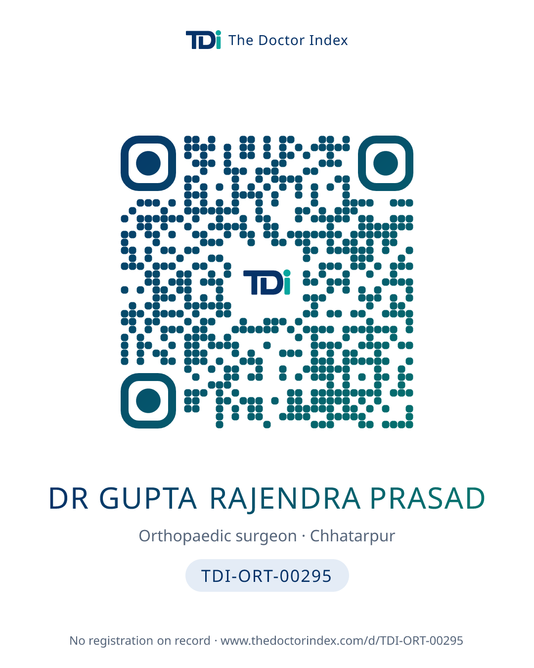 QR card for Dr Gupta Rajendra Prasad, TDI-ORT-00295