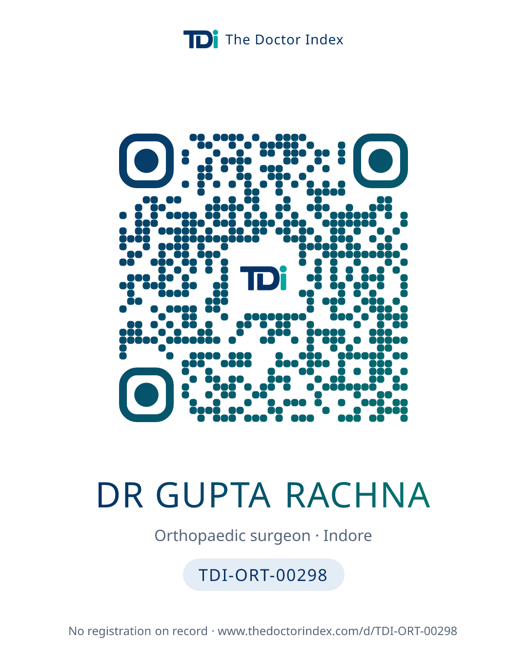 QR card for Dr Gupta Rachna, TDI-ORT-00298