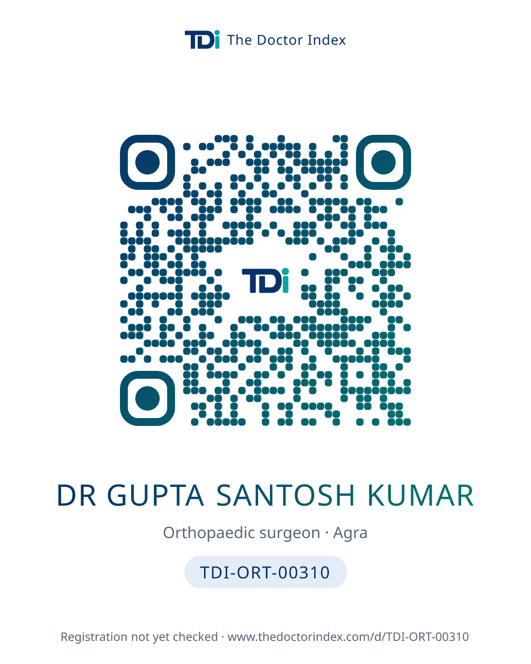 QR card for Dr Gupta Santosh Kumar, TDI-ORT-00310