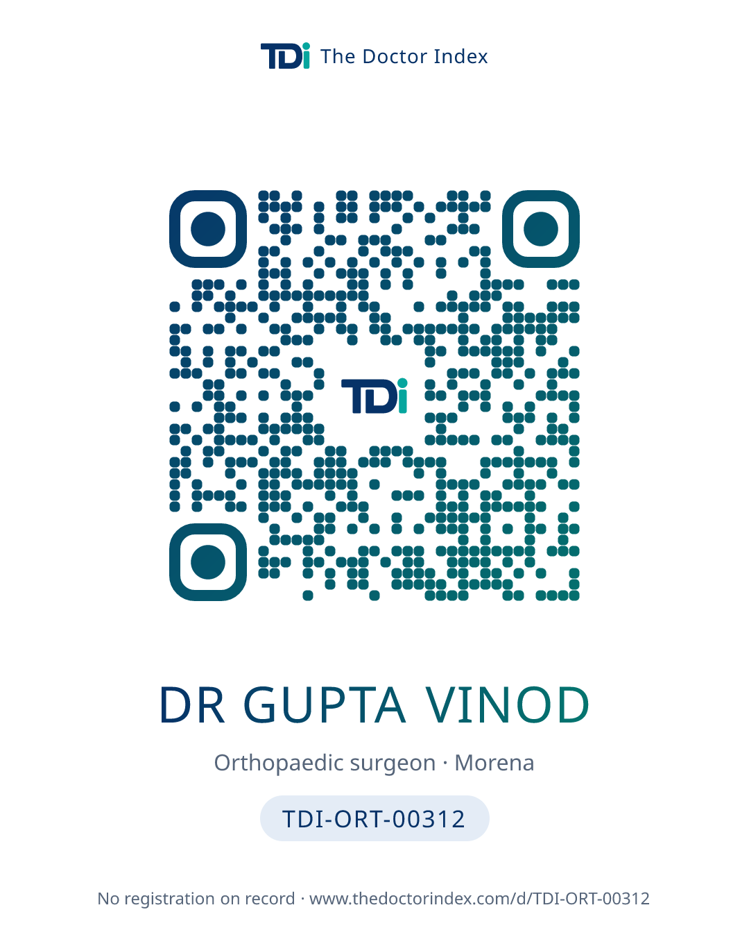 QR card for Dr Gupta Vinod, TDI-ORT-00312