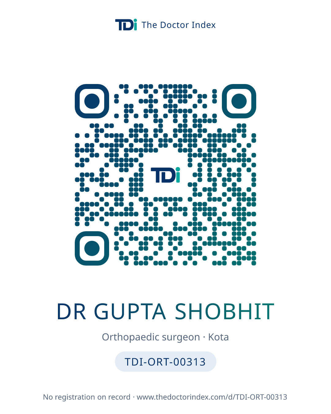 QR card for Dr Gupta Shobhit, TDI-ORT-00313