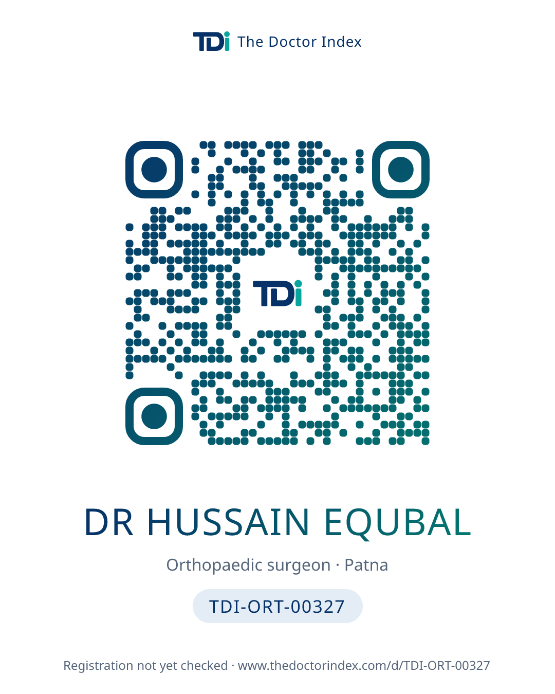 QR card for Dr Hussain Equbal, TDI-ORT-00327
