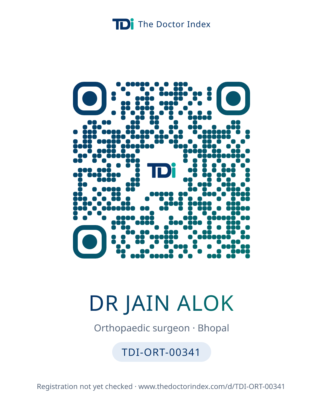 QR card for Dr Jain Alok, TDI-ORT-00341