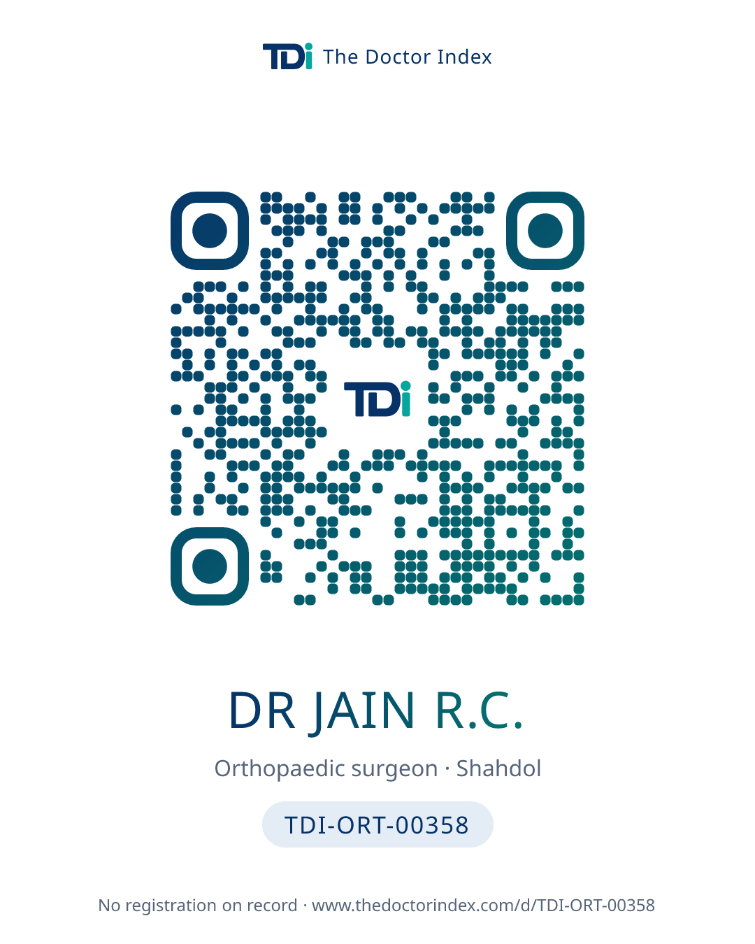 QR card for Dr Jain R.C., TDI-ORT-00358